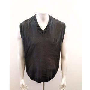 Arrow Men's V Neck Vest Size Large Black Cotton